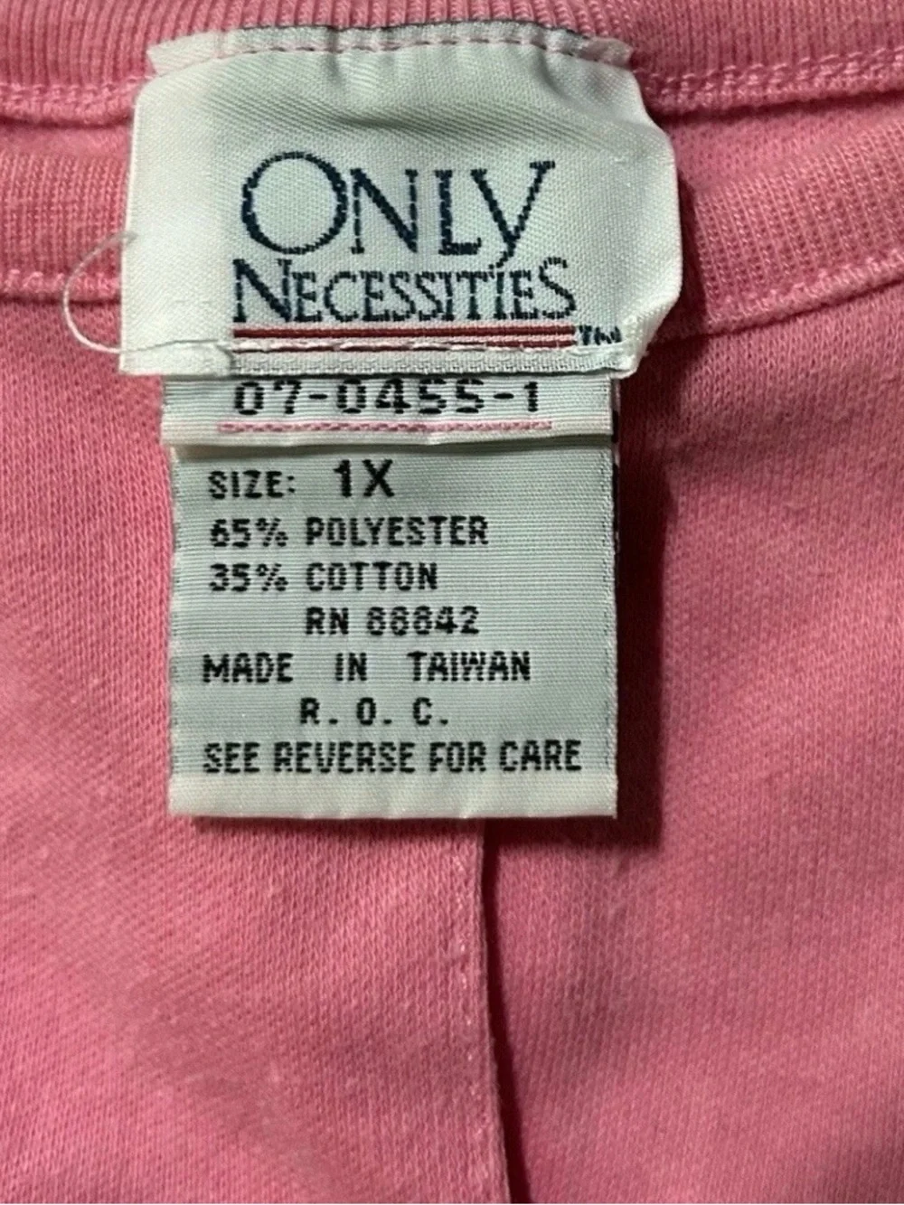 Women’s Only Necessities Pink Short Sleeve Shirt Size 1X - Picture 4 of 4